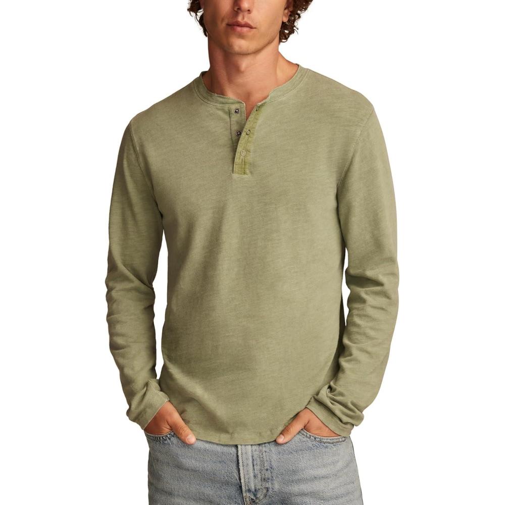 image:imageLucky Brand Mens Lucky Brand Mens Weekend Slub Jersey Jersey Long Sleeve HenleyLily Pad