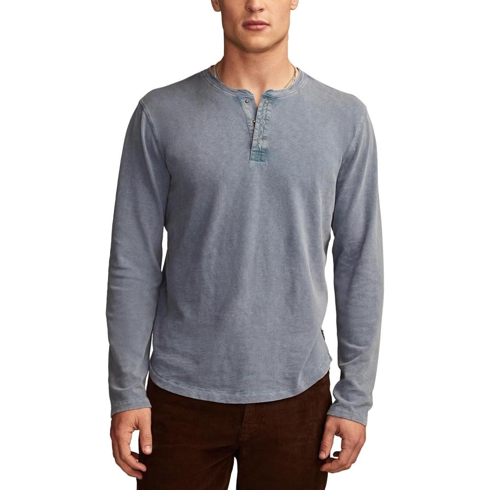 image:imageLucky Brand Mens Lucky Brand Mens Weekend Slub Jersey Jersey Long Sleeve HenleyProvincial Blue