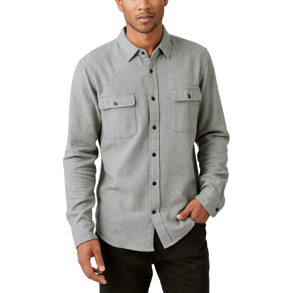 image:imageLucky Brand Mens Plaid Cloud Soft Long Sleeve FlannelHeather Grey