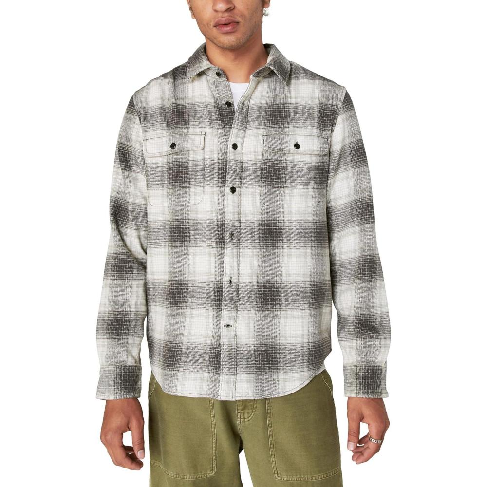 image:imageLucky Brand Mens Plaid Cloud Soft Long Sleeve FlannelNavyGrey