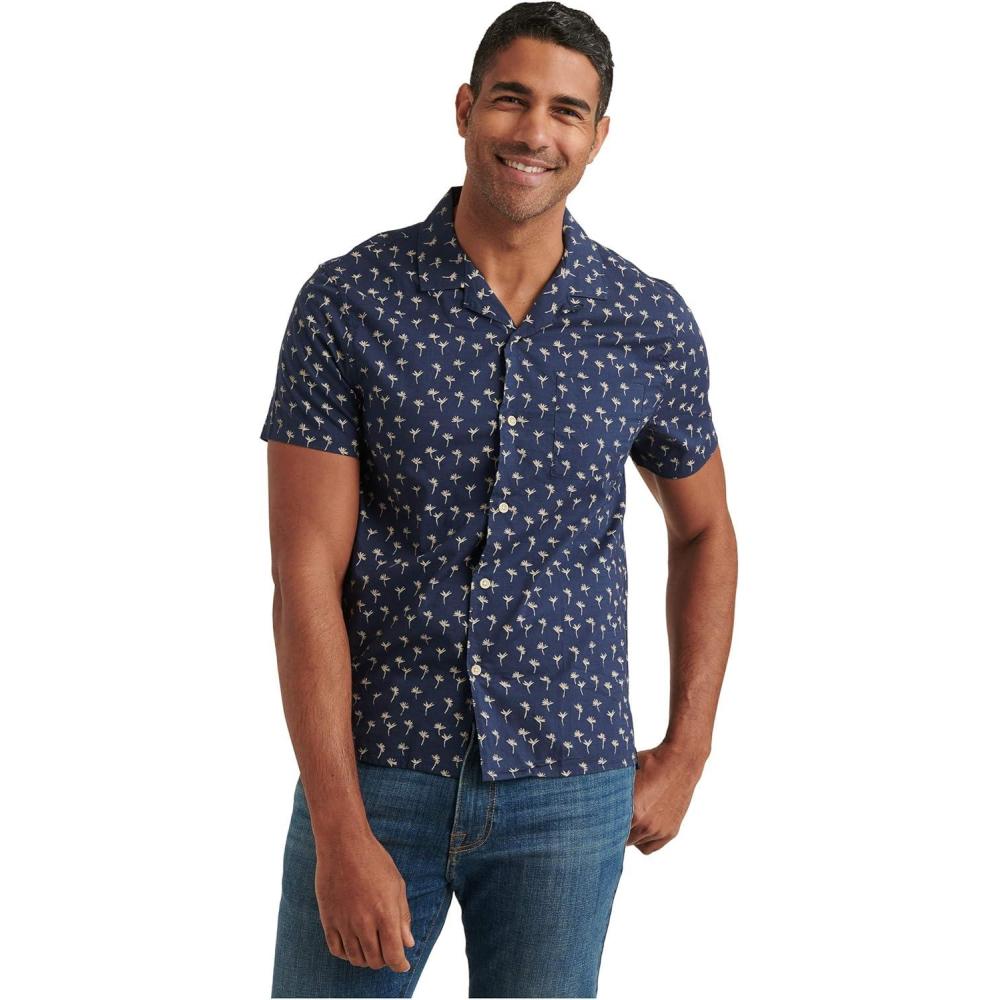 image:imageLucky Brand Mens Short Sleeve Button Up One Pocket San Gabriel ShirtNavy Blue Print
