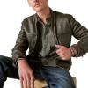 Lucky Brand Mens Corduroy Collar Washed Long Sleeve Shirt(Castor Gray)