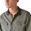 Lucky Brand Mens Corduroy Collar Washed Long Sleeve Shirt(Castor Gray)
