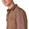 Lucky Brand Mens Corduroy Collar Washed Long Sleeve Shirt(Coffee Liqueur)