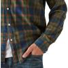 Lucky Brand Mens Lucky Brand Men’s Plaid Indigo Western Long Sleeve Shirt(Green Plaid)