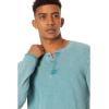 Lucky Brand Mens Lucky Brand Men’s Weekend Slub Jersey Jersey Long Sleeve Henley(Mineral Blue)
