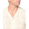 Lucky Brand Mens Men’s Crochet Camp Collar Short Sleeve Shirt(White Cap Gray)