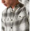 Lucky Brand Mens Plaid Cloud Soft Long Sleeve Flannel(Navy/Grey)