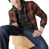 Lucky Brand Mens Plaid Cloud Soft Long Sleeve Flannel(Navy/Orange)