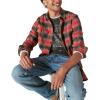 Lucky Brand Mens Plaid Cloud Soft Long Sleeve Flannel(Red Charcoal)