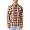 Lucky Brand Men’s Plaid Dobby Western Long Sleeve Shirt(Brown Plaid)