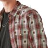 Lucky Brand Men’s Plaid Dobby Western Long Sleeve Shirt(Red Dobby Plaid)