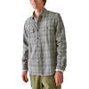 Lucky Brand Men’s Plaid Utility Long Sleeve Flannel Shirt(Grey Malange)