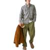 Lucky Brand Men’s Plaid Utility Long Sleeve Flannel Shirt(Grey Malange)