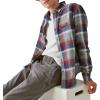 Lucky Brand Men’s Plaid Utility Long Sleeve Flannel Shirt(Grey/Red/Blue)