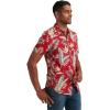 Lucky Brand Mens Short Sleeve Button Up One Pocket San Gabriel Shirt(Red Print)