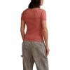 Lucky Brand Womens Lucky Brand Women’s Short Sleeve Rib Knit Top(Dusty Cedar)