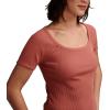 Lucky Brand Womens Lucky Brand Women’s Short Sleeve Rib Knit Top(Dusty Cedar)