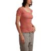Lucky Brand Womens Lucky Brand Women’s Short Sleeve Rib Knit Top(Dusty Cedar)
