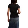 Lucky Brand Womens Lucky Brand Women’s Short Sleeve Rib Knit Top(Jet Black)