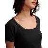 Lucky Brand Womens Lucky Brand Women’s Short Sleeve Rib Knit Top(Jet Black)