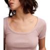 Lucky Brand Womens Lucky Brand Women’s Short Sleeve Rib Knit Top(Mauve Shadows)