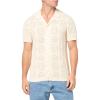 Lucky Brand Mens Men’s Crochet Camp Collar Short Sleeve Shirt(White Cap Gray)