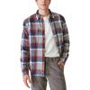 Lucky Brand Men’s Plaid Utility Long Sleeve Flannel Shirt(Grey/Red/Blue)