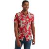 Lucky Brand Mens Short Sleeve Button Up One Pocket San Gabriel Shirt(Red Print)