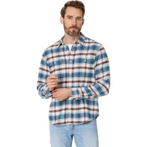 Lucky Brand Mens Lucky Brand Men’s Plaid Utility Cloud Soft Long Sleeve Flannel(Blue Plaid)