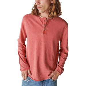 Lucky Brand Mens Lucky Brand Men’s Weekend Slub Jersey Jersey Long Sleeve Henley(Cardinal)