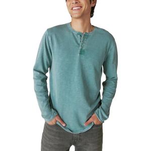 Lucky Brand Mens Lucky Brand Men’s Weekend Slub Jersey Jersey Long Sleeve Henley(Dress Blues)