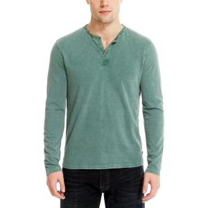Lucky Brand Mens Lucky Brand Men’s Weekend Slub Jersey Jersey Long Sleeve Henley(Myrtle)