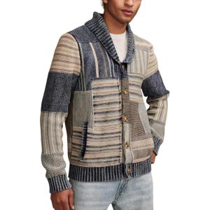 Lucky Brand Men’s Patchwork Shawl Cardigan(Denim Combo)