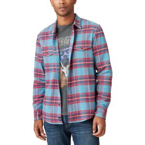 Lucky Brand Mens Plaid Cloud Soft Long Sleeve Flannel(Blue Plaid)