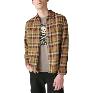 Lucky Brand Mens Plaid Cloud Soft Long Sleeve Flannel(Natural Multi Plaid)