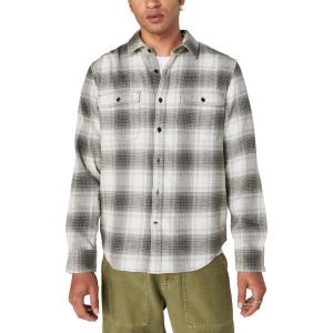 Lucky Brand Mens Plaid Cloud Soft Long Sleeve Flannel(Navy/Grey)