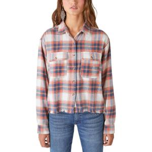Lucky Brand Men’s Plaid Dobby Western Long Sleeve Shirt(Cream Plaid)