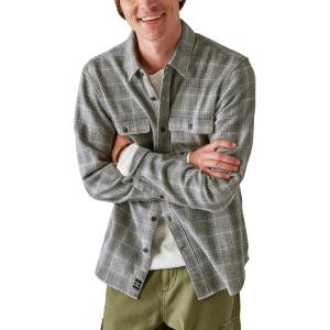 Lucky Brand Men’s Plaid Utility Long Sleeve Flannel Shirt(Grey Malange)