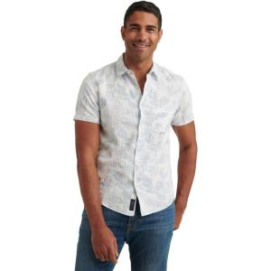 Lucky Brand Mens Short Sleeve Button Up One Pocket San Gabriel Shirt(Blue Print 2.0)