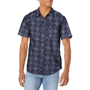 Lucky Brand Mens Short Sleeve Button Up One Pocket San Gabriel Shirt(Blue Print Multi)