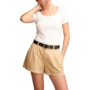 Lucky Brand Womens Lucky Brand Women’s Short Sleeve Rib Knit Top(Bright White)