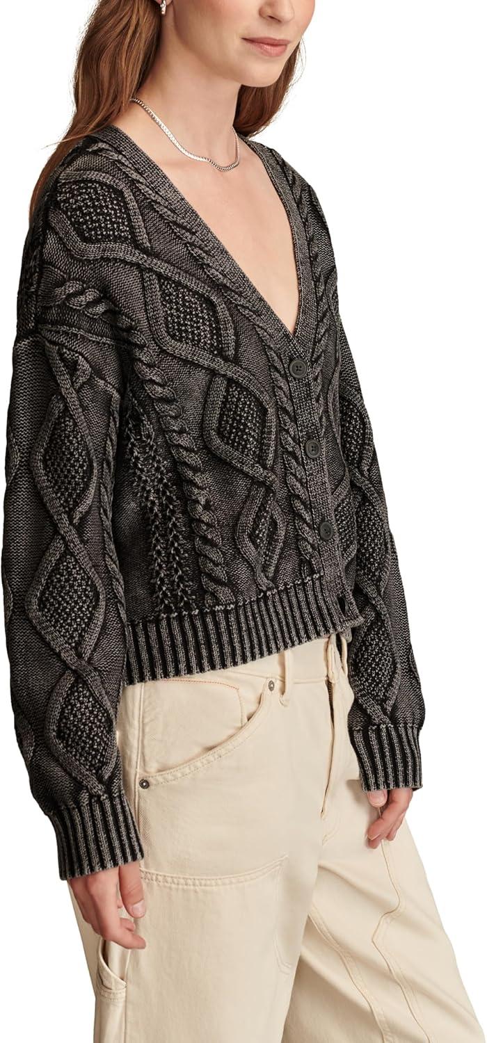 image:imageLucky Brand Womens Cable Stitch Long Sleeve CardiDark Black