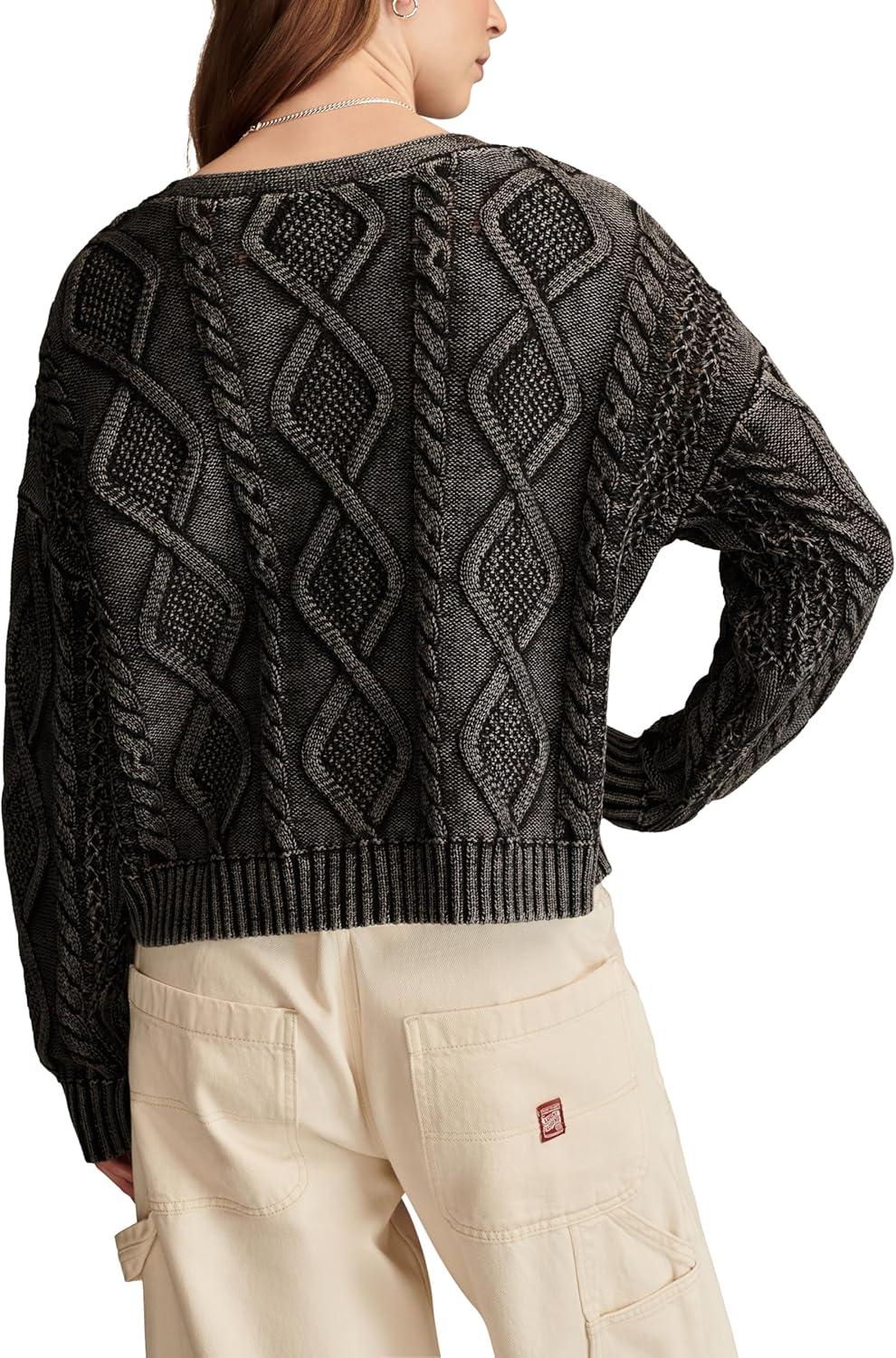image:imageLucky Brand Womens Cable Stitch Long Sleeve CardiDark Black