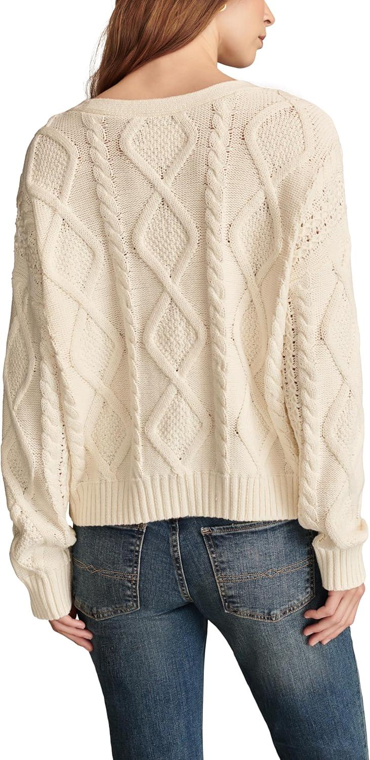 image:imageLucky Brand Womens Cable Stitch Long Sleeve CardiTofu