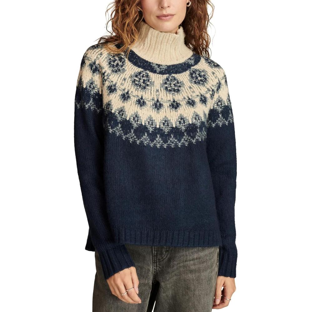 image:imageLucky Brand Womens Fairisle TurtleneckNavyGrey Combo