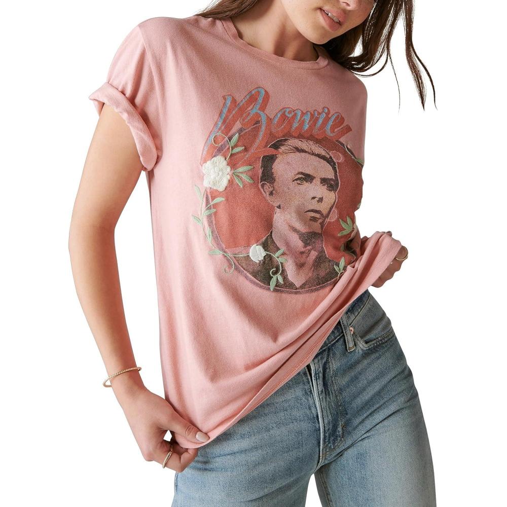 image:imageLucky Brand Womens Lucky Brand Womens Bowie Embroidery Boyfriend TeeTShirtRosette