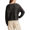 Lucky Brand Womens Cable Stitch Long Sleeve Cardi(Dark Black)