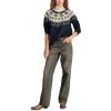 Lucky Brand Womens Fairisle Turtleneck(Navy/Grey Combo)