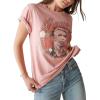 Lucky Brand Womens Lucky Brand Women’s Bowie Embroidery Boyfriend TeeT-Shirt(Rosette)